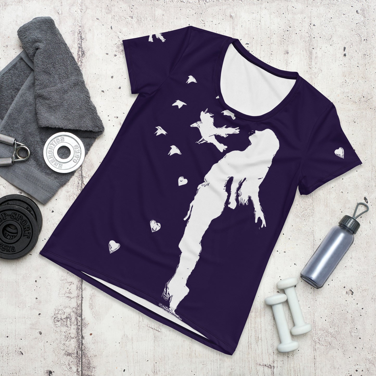 All-Over Print Women's Athletic T-shirt - Fly Free (Violet)