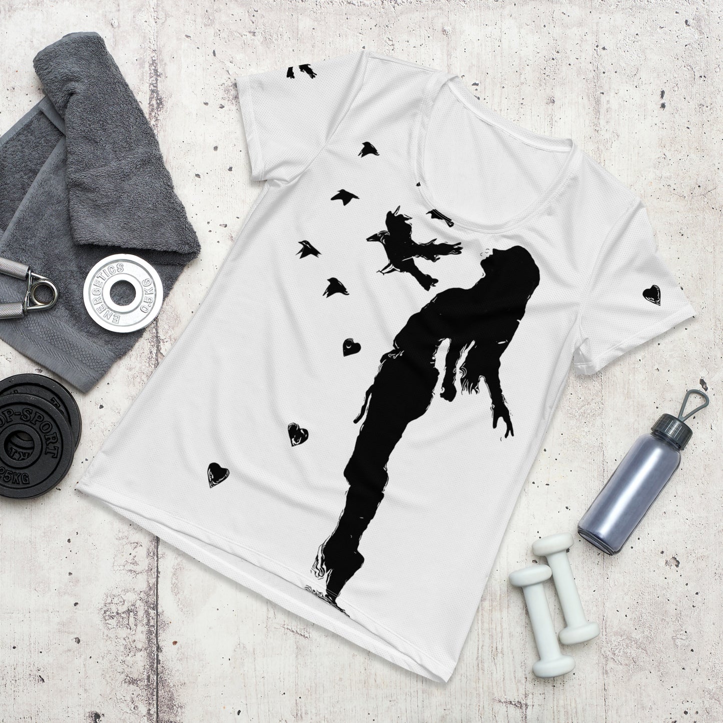 All-Over Print Women's Athletic T-shirt - Fly Free (White