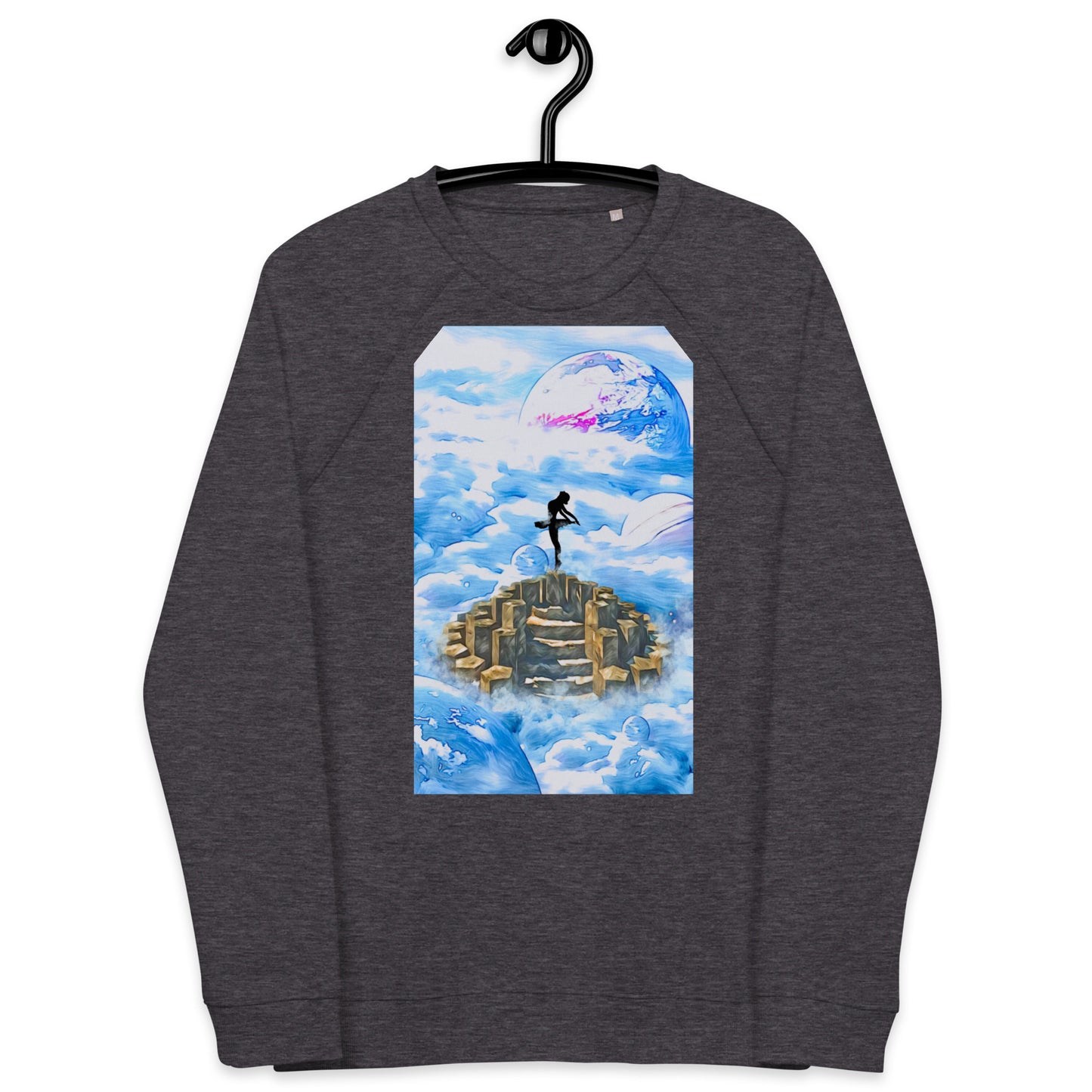 Unisex organic raglan sweatshirt - Ballerina on the Worlds