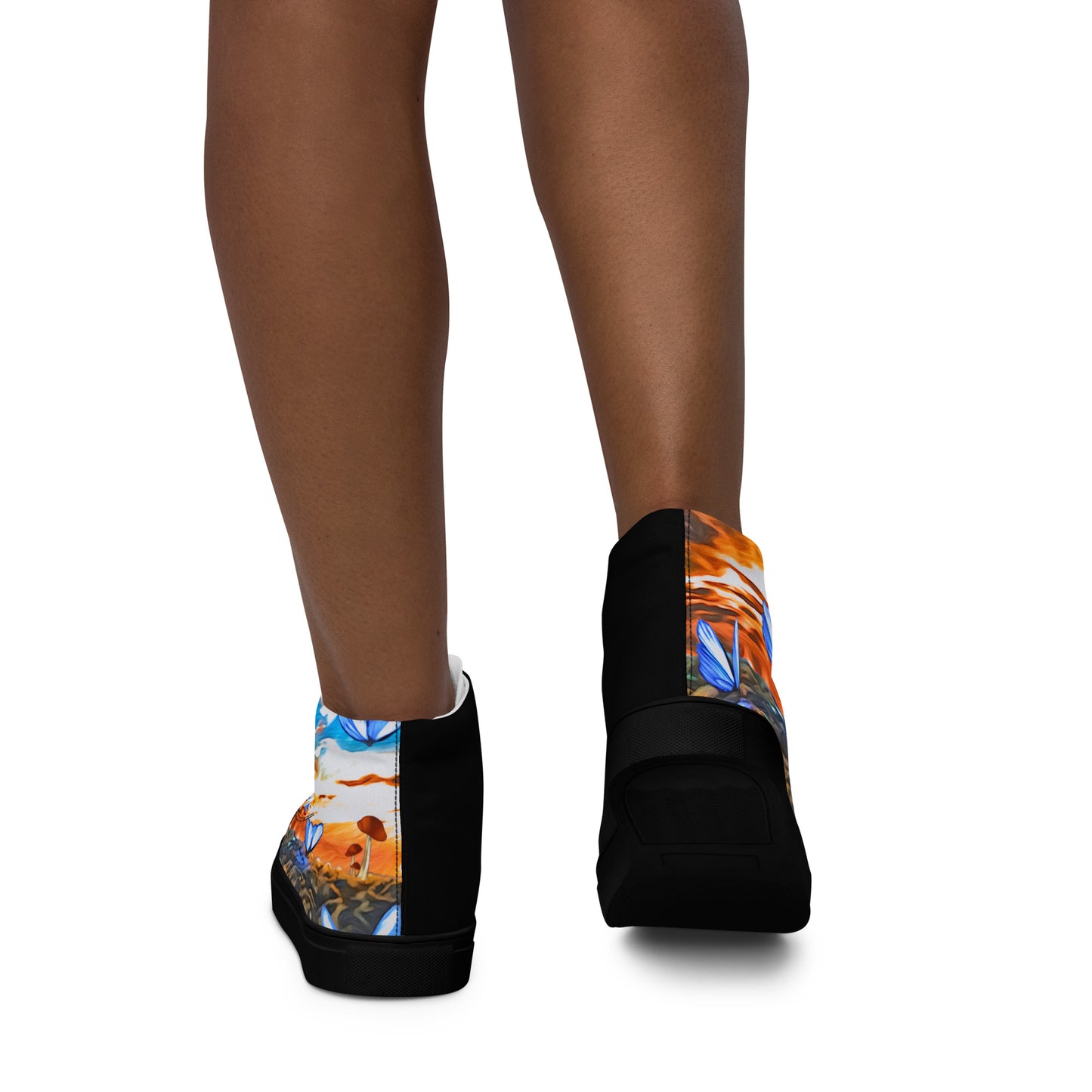 Women’s high top canvas shoes - Orange Butterfly