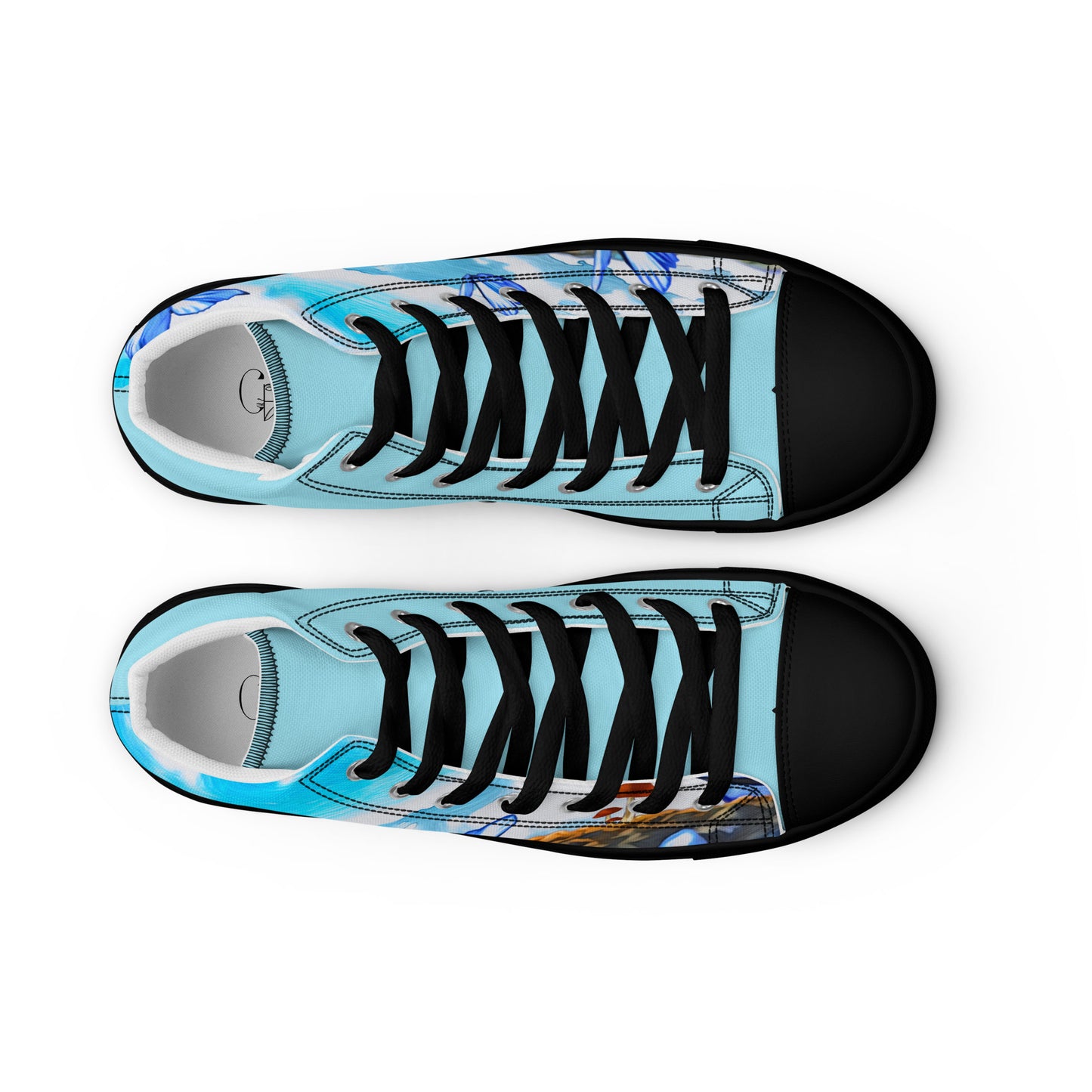 Women’s high top canvas shoes - Butterfly (blue)
