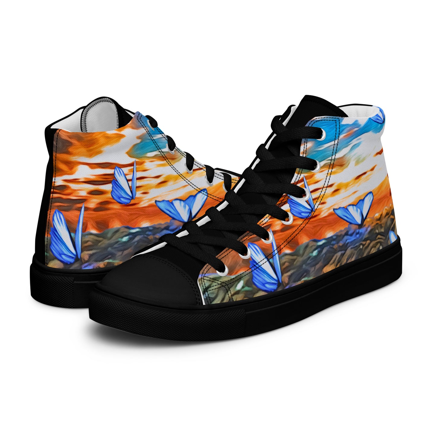 Women’s high top canvas shoes - Orange Butterfly