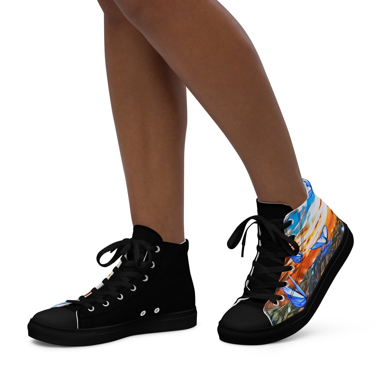 Women’s high top canvas shoes - Orange Butterfly
