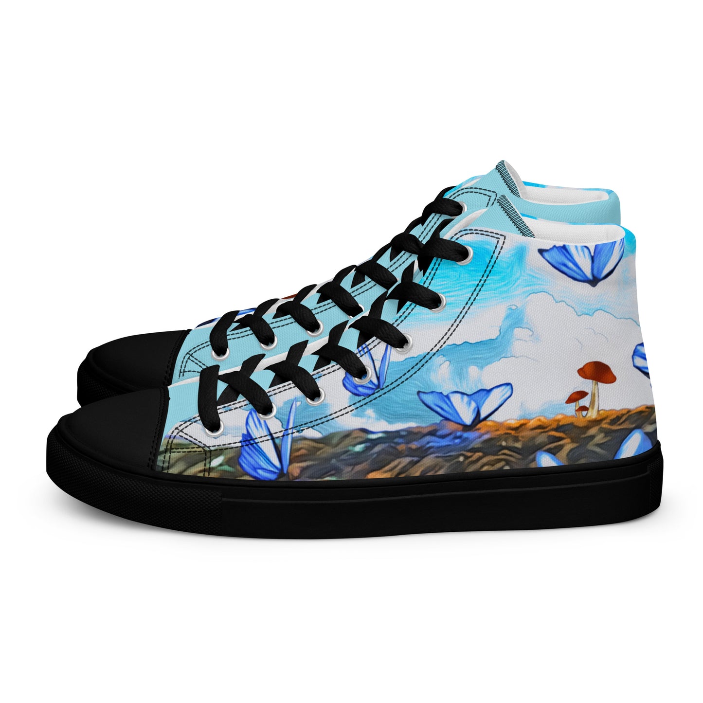 Women’s high top canvas shoes - Butterfly (blue)