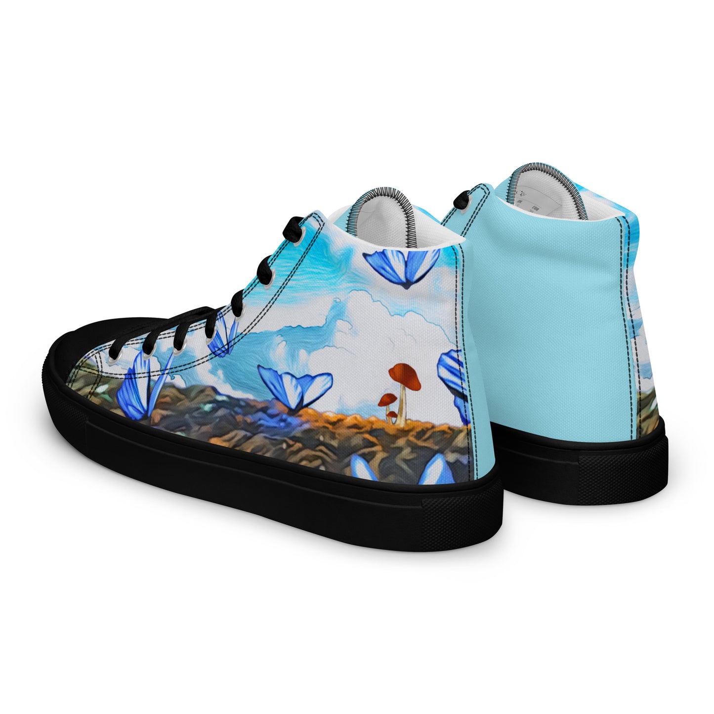 Women’s high top canvas shoes - Butterfly (blue)