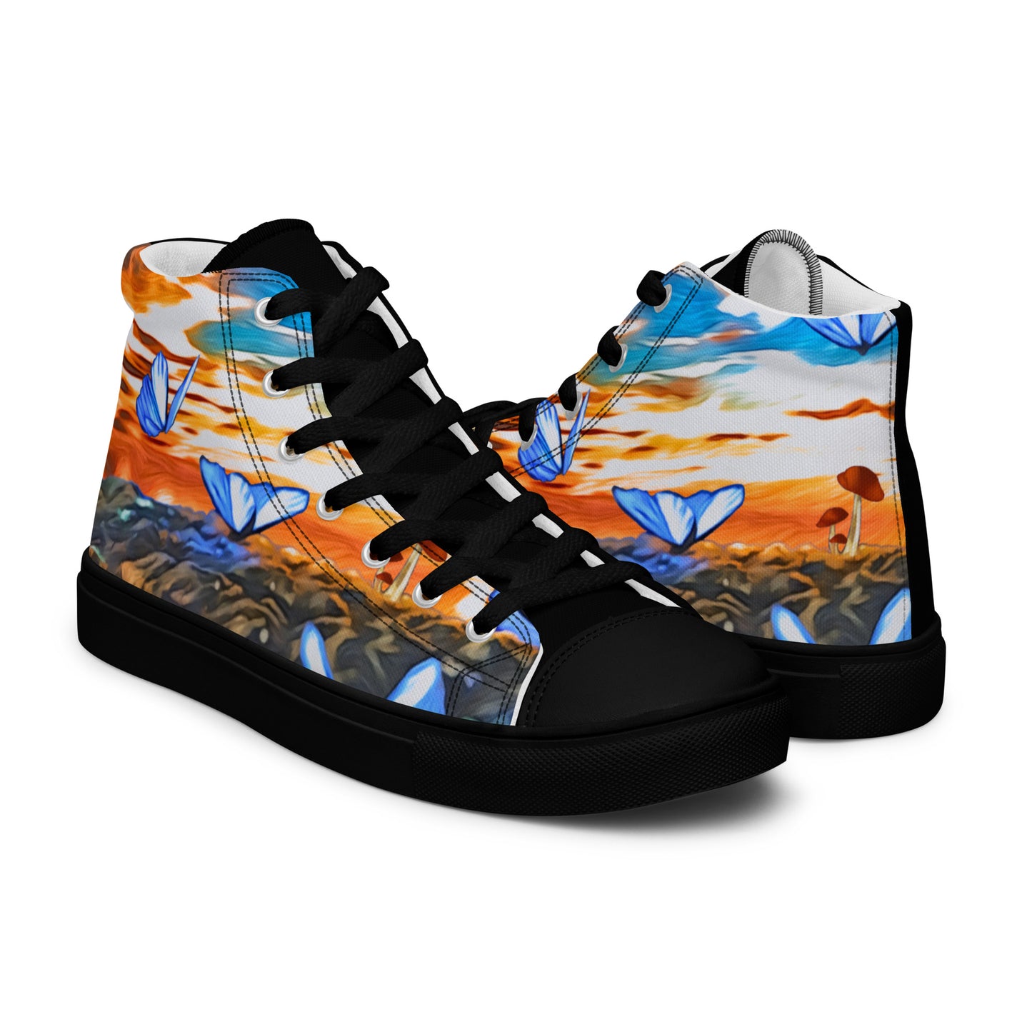 Women’s high top canvas shoes - Orange Butterfly