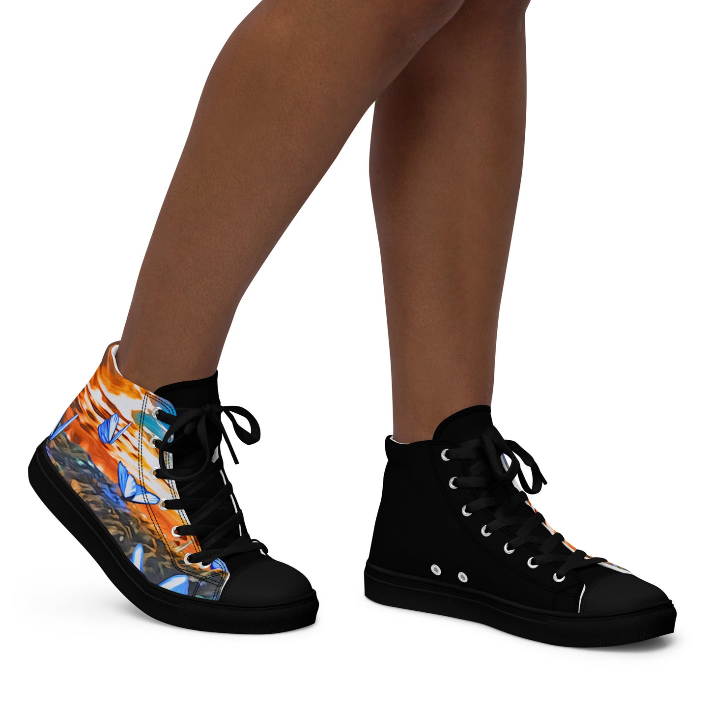 Women’s high top canvas shoes - Orange Butterfly