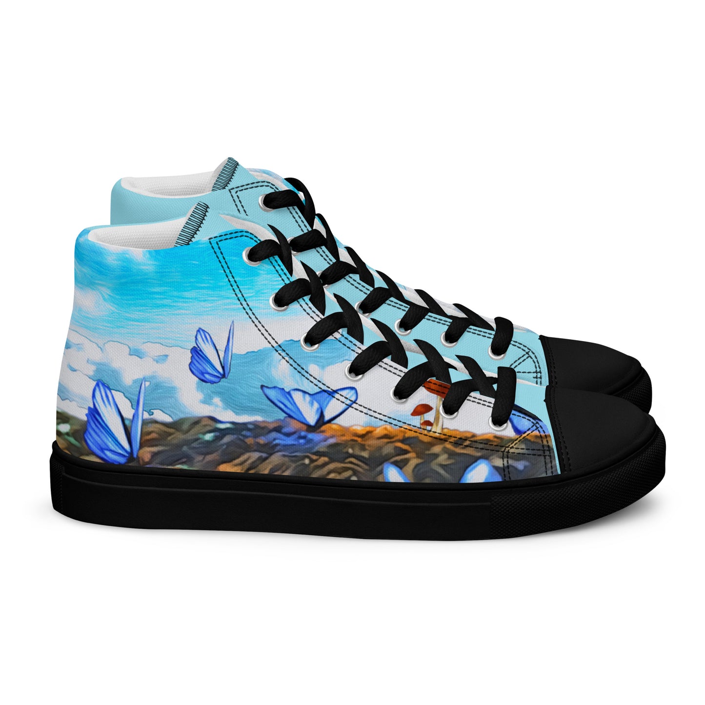 Women’s high top canvas shoes - Butterfly (blue)