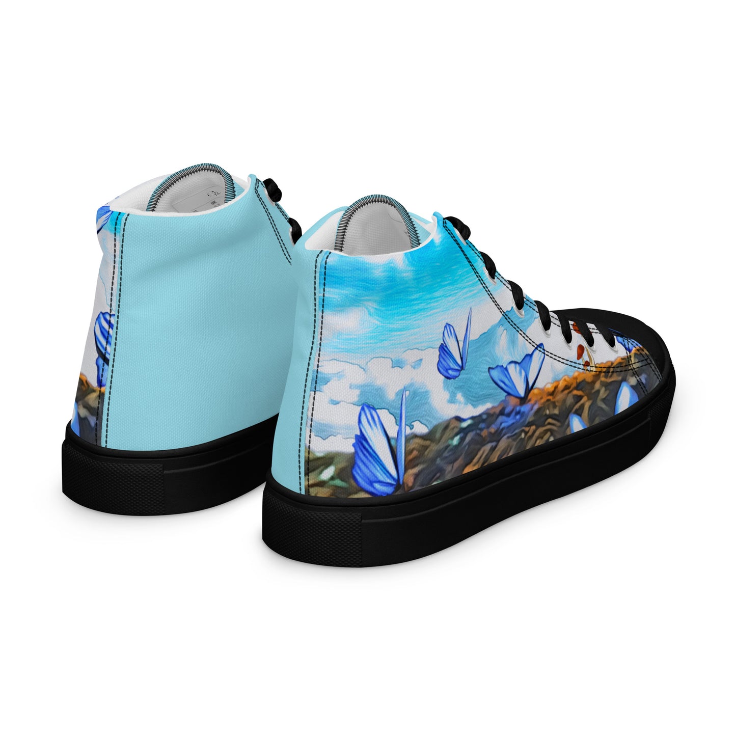 Women’s high top canvas shoes - Butterfly (blue)