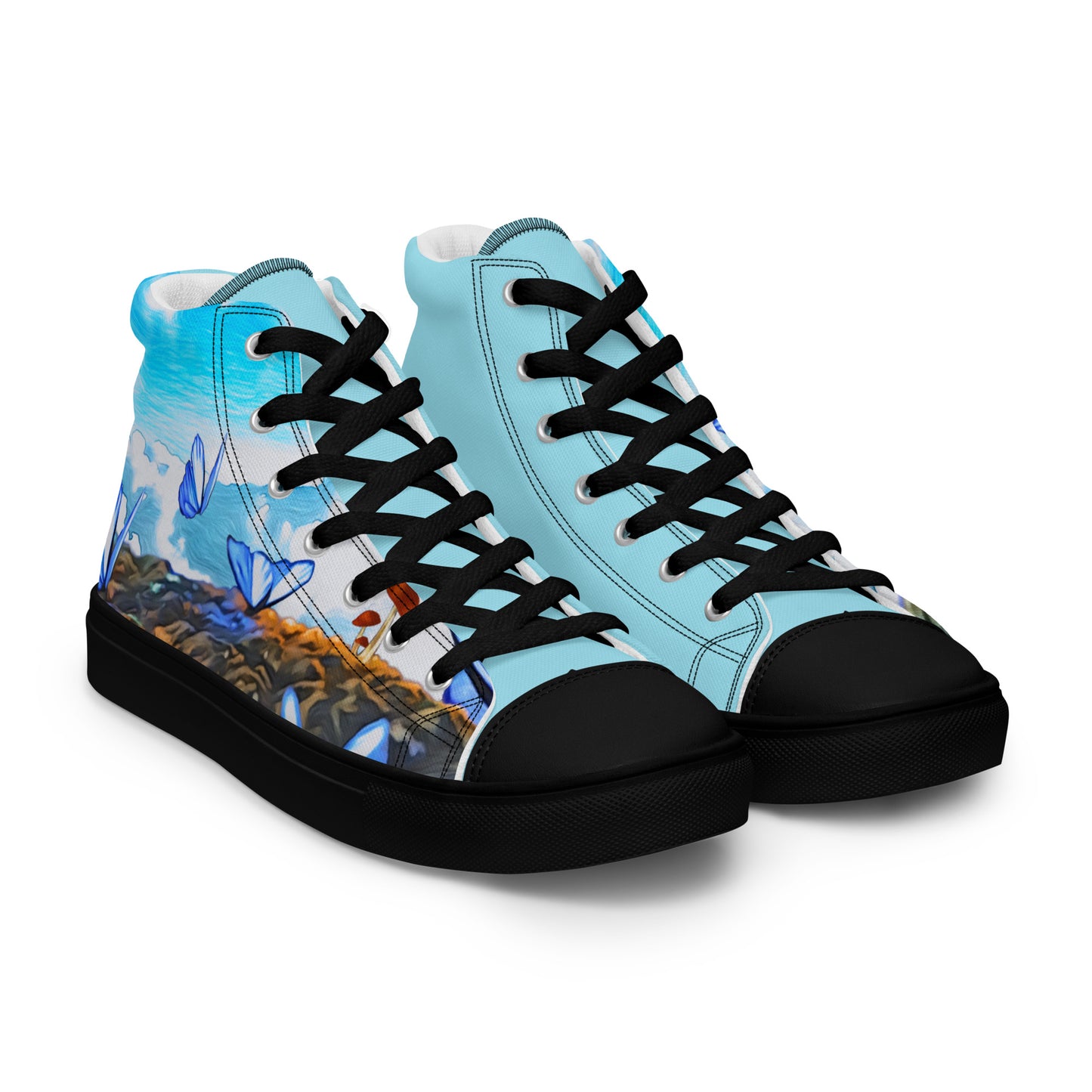 Women’s high top canvas shoes - Butterfly (blue)