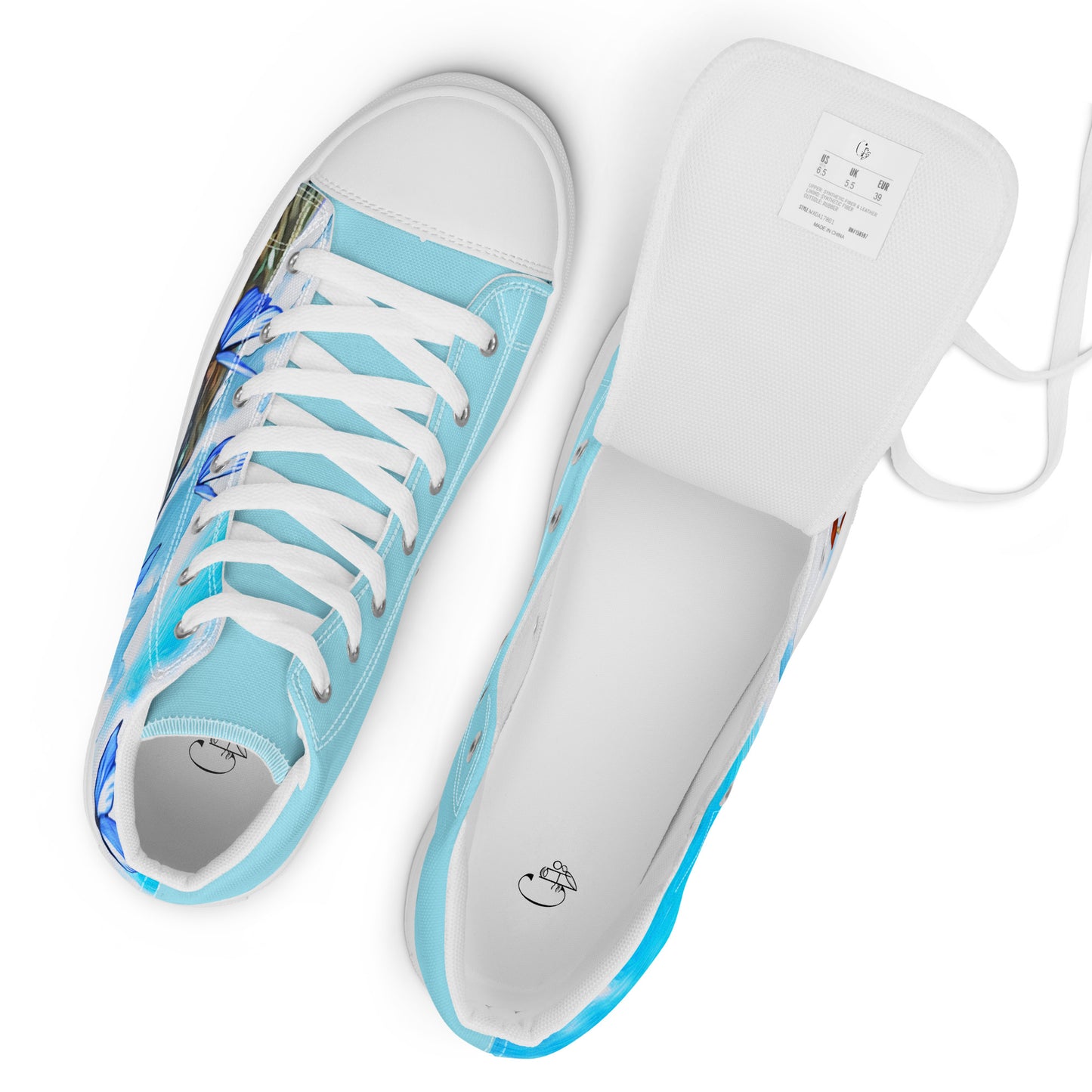 Women’s high top canvas shoes - Butterfly (blue)