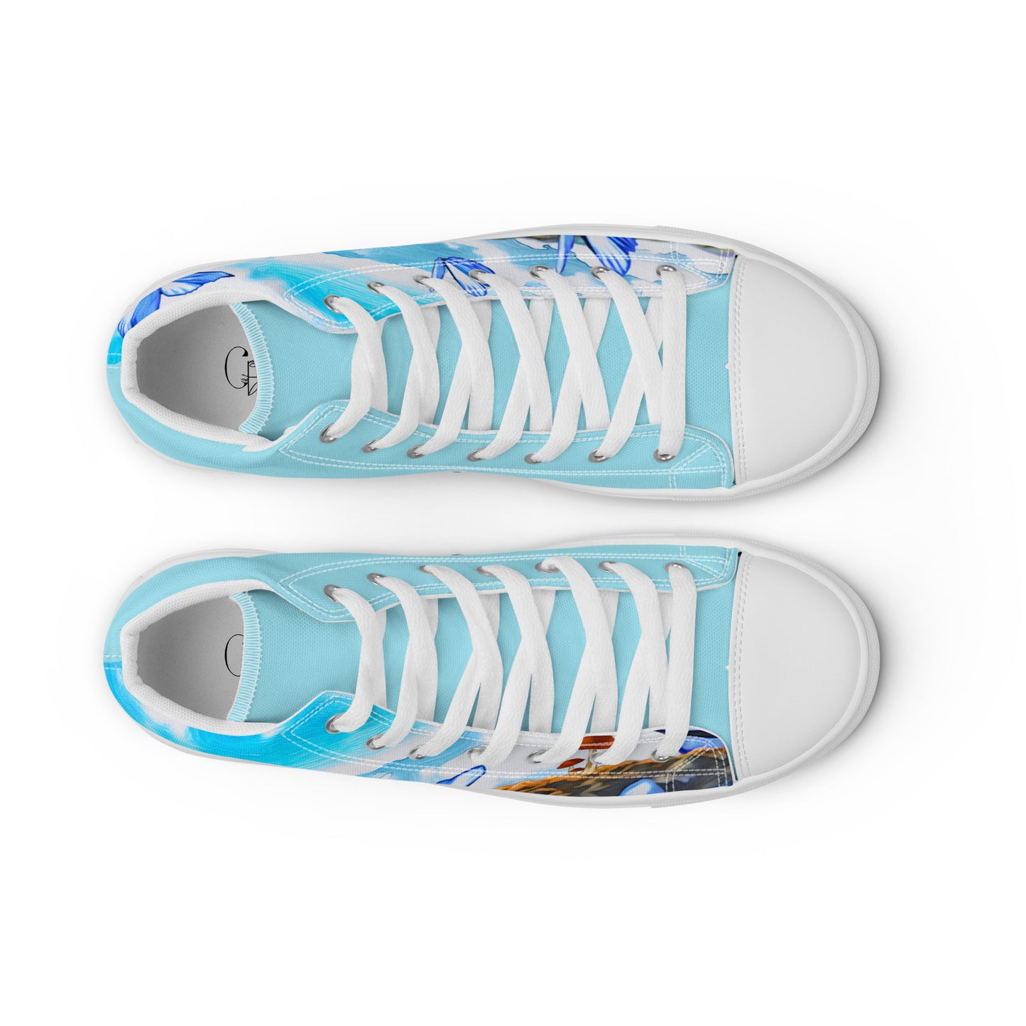 Women’s high top canvas shoes - Butterfly (blue)