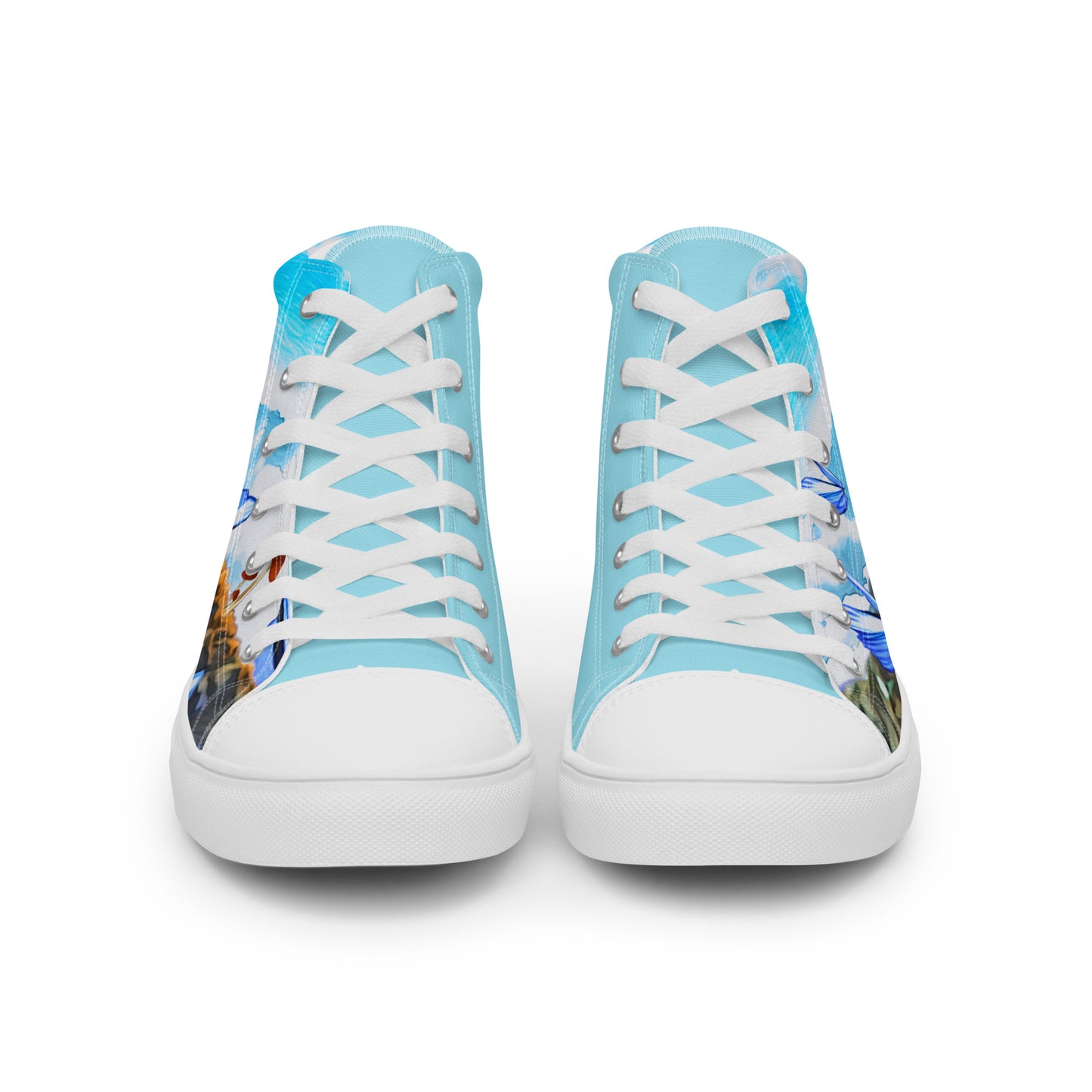 Women’s high top canvas shoes - Butterfly (blue)