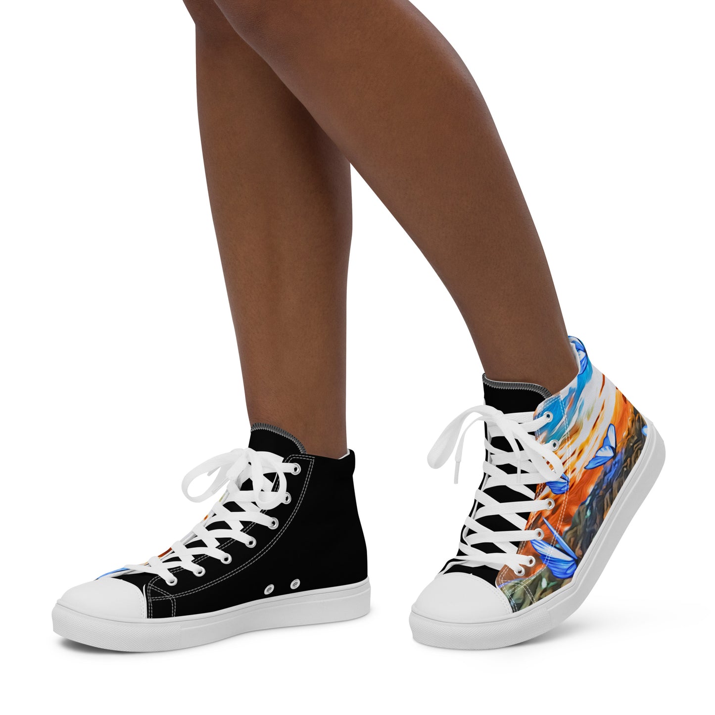 Women’s high top canvas shoes - Orange Butterfly