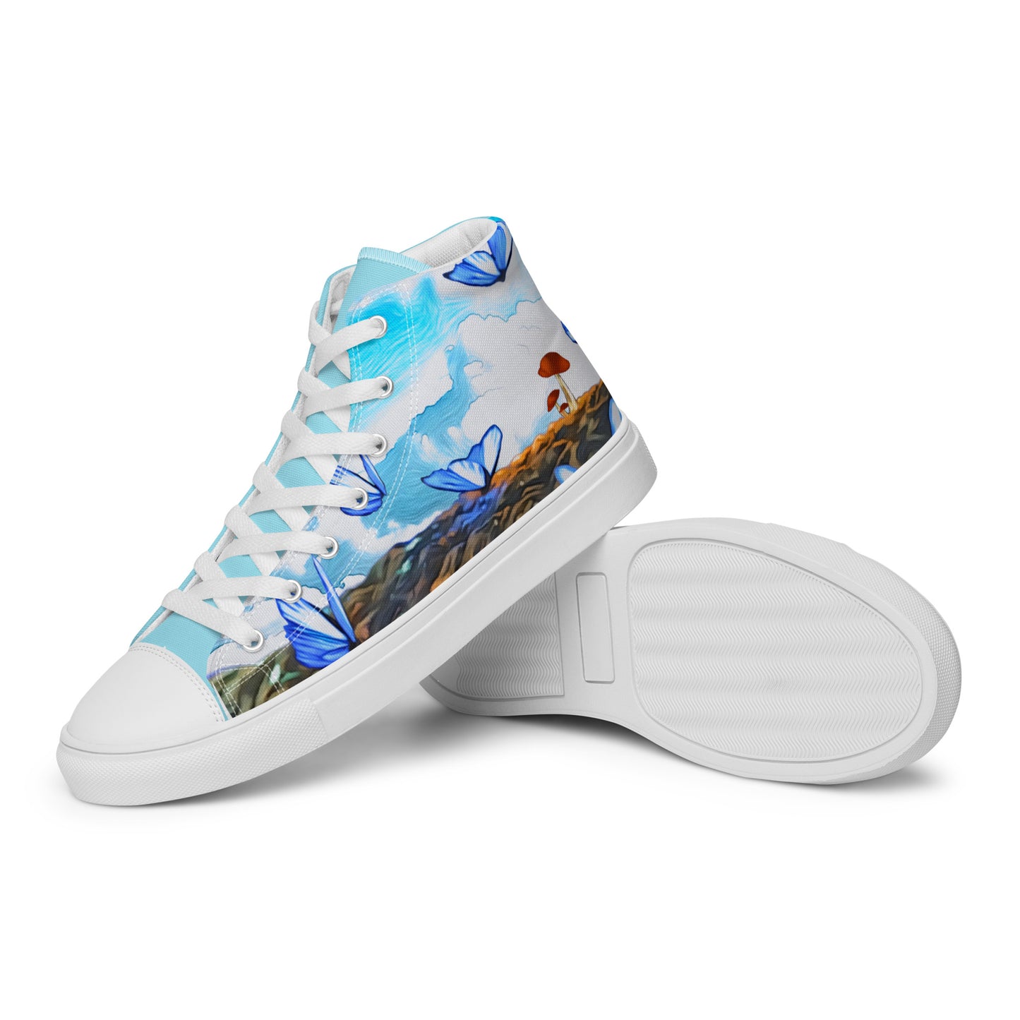 Women’s high top canvas shoes - Butterfly (blue)