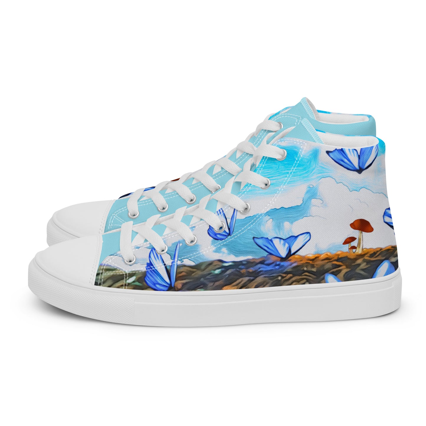 Women’s high top canvas shoes - Butterfly (blue)