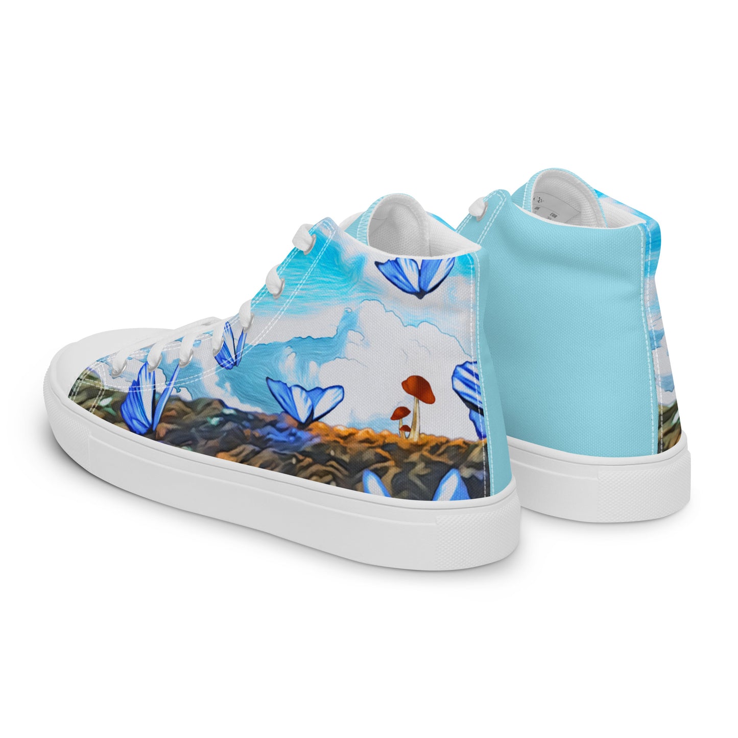 Women’s high top canvas shoes - Butterfly (blue)