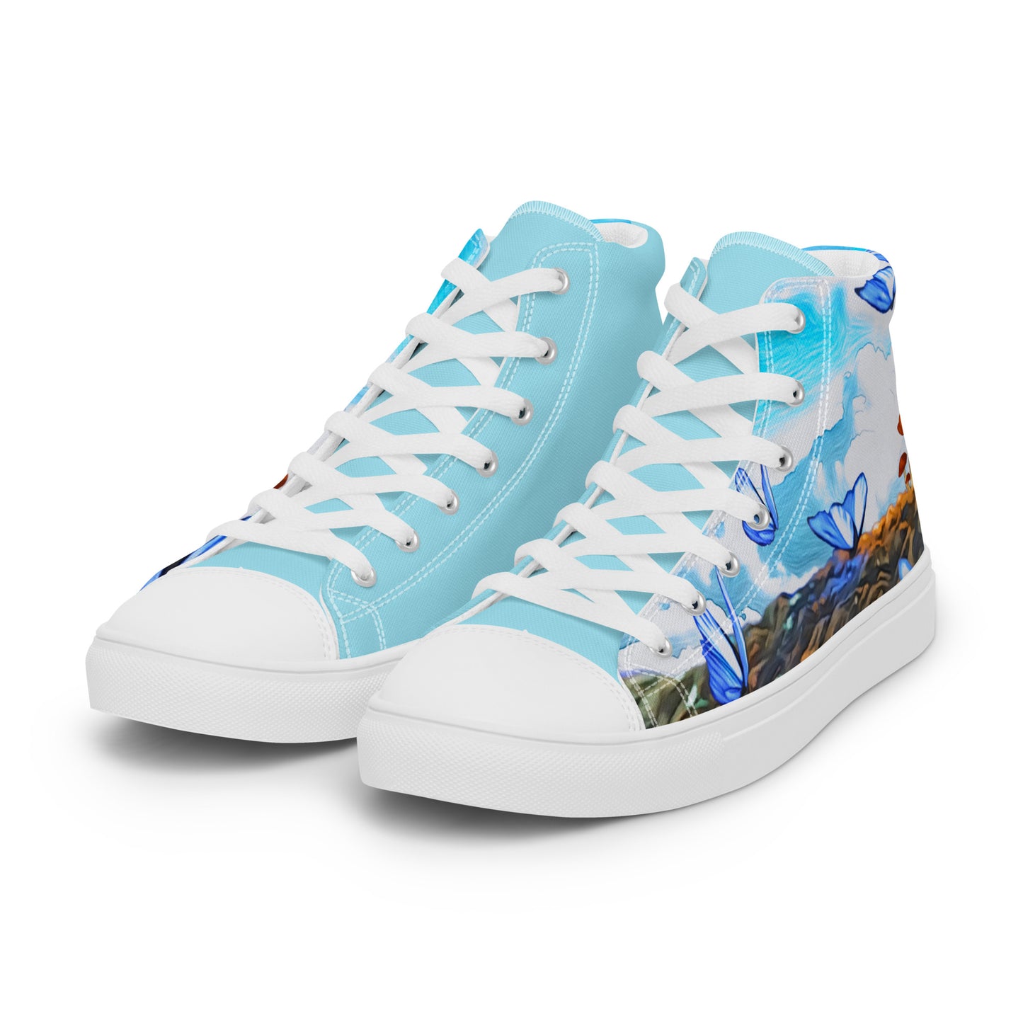 Women’s high top canvas shoes - Butterfly (blue)