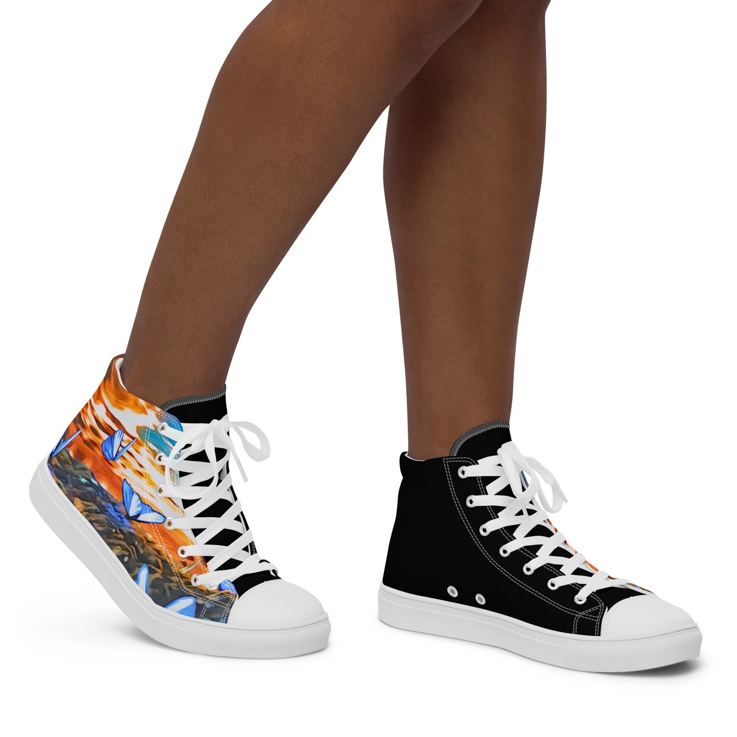 Women’s high top canvas shoes - Orange Butterfly