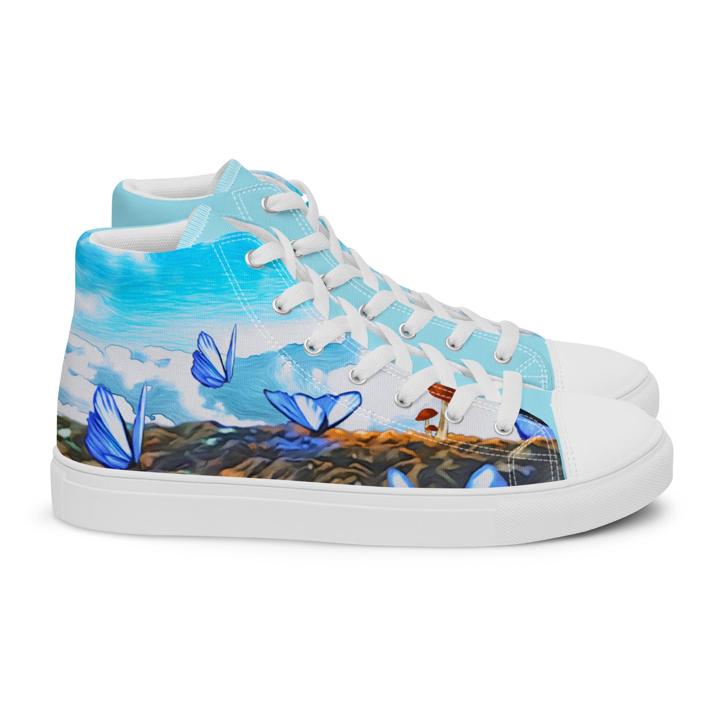 Women’s high top canvas shoes - Butterfly (blue)