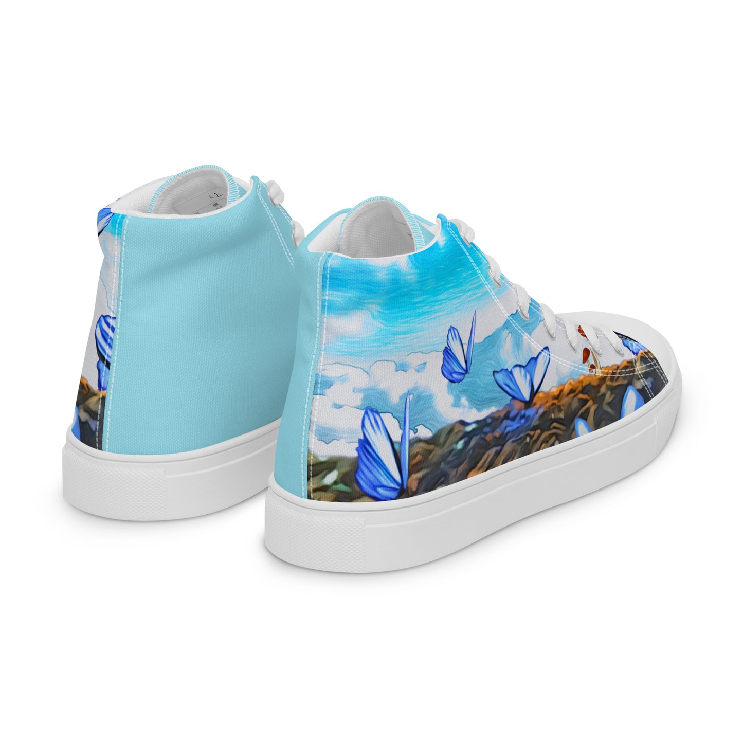 Women’s high top canvas shoes - Butterfly (blue)
