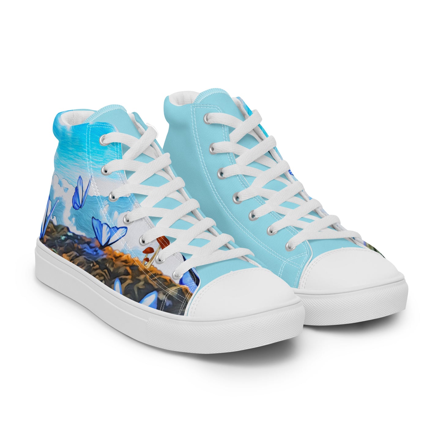 Women’s high top canvas shoes - Butterfly (blue)