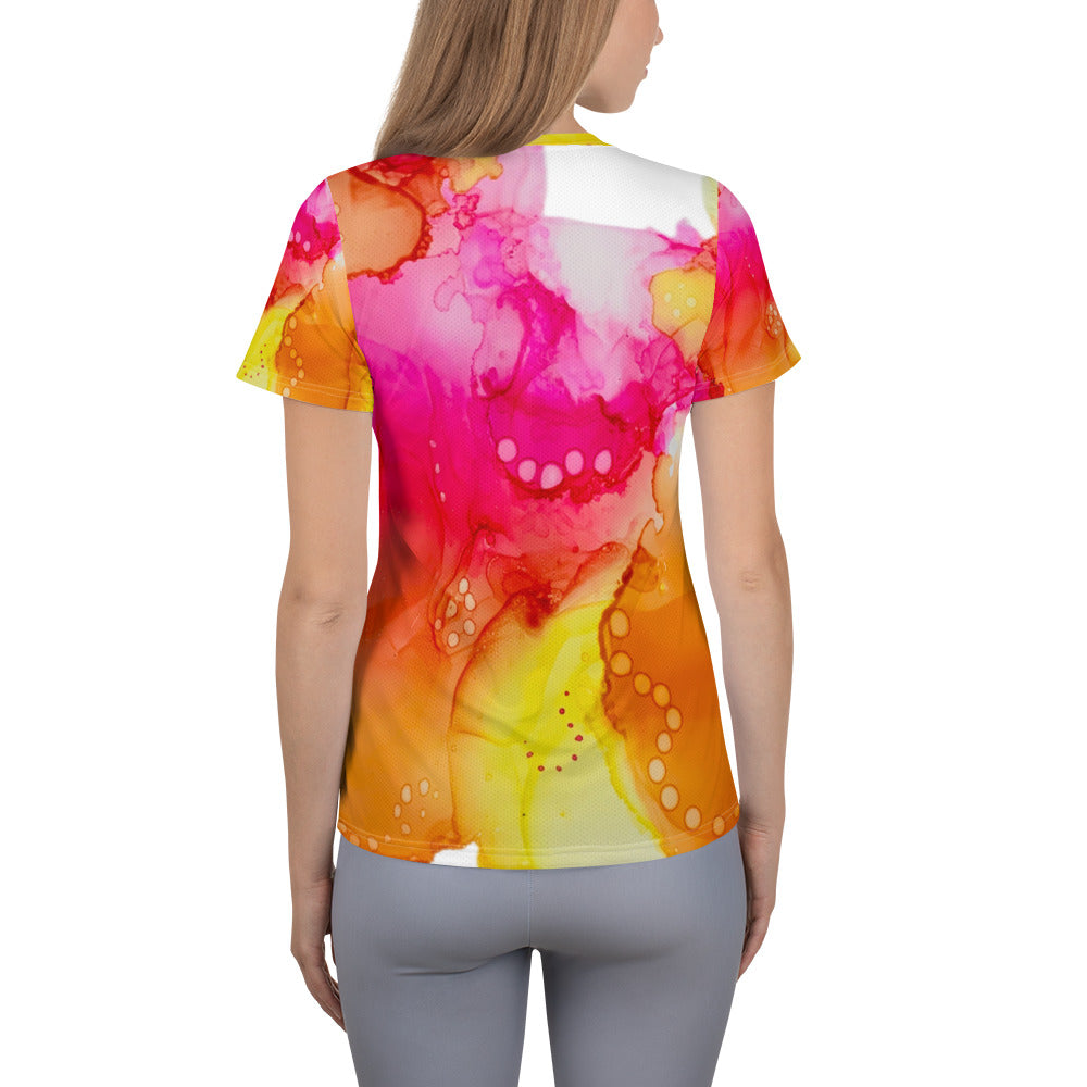 All-Over Print Women's Athletic T-shirt - Colorful