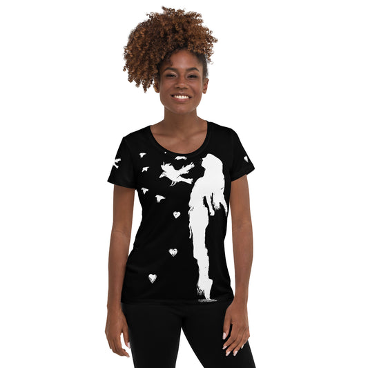 All-Over Print Women's Athletic T-shirt - Fly Free