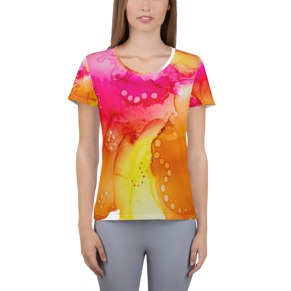 All-Over Print Women's Athletic T-shirt - Colorful