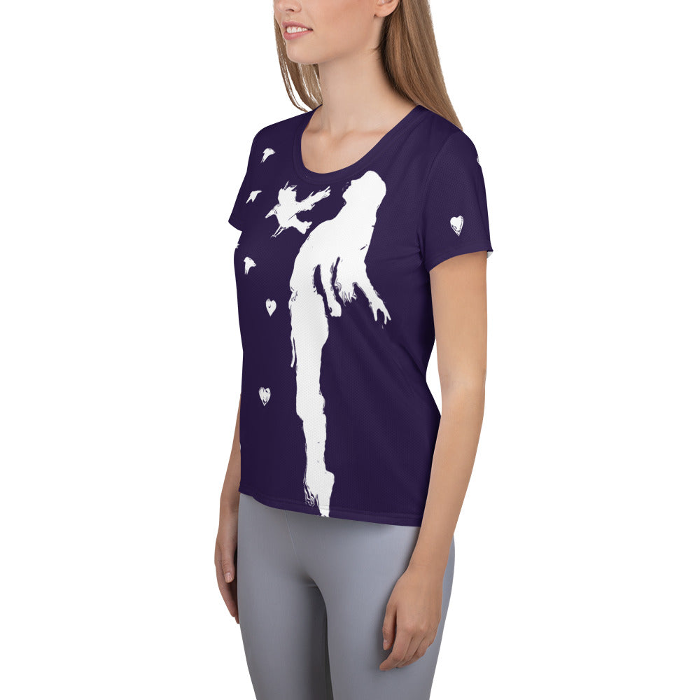 All-Over Print Women's Athletic T-shirt - Fly Free (Violet)
