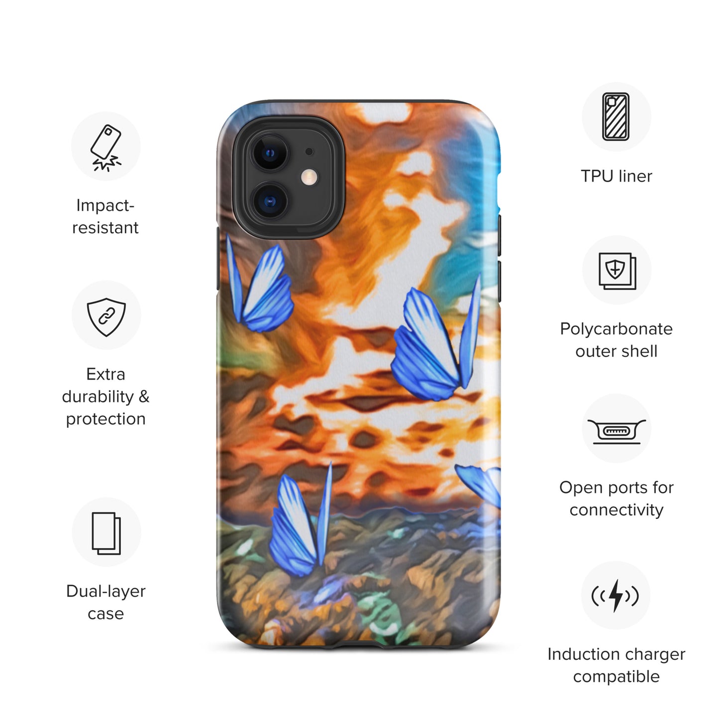 Tough Case for iPhone® - Butterflies (Orange)