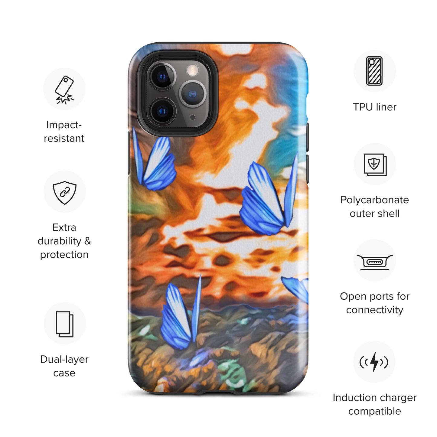 Tough Case for iPhone® - Butterflies (Orange)