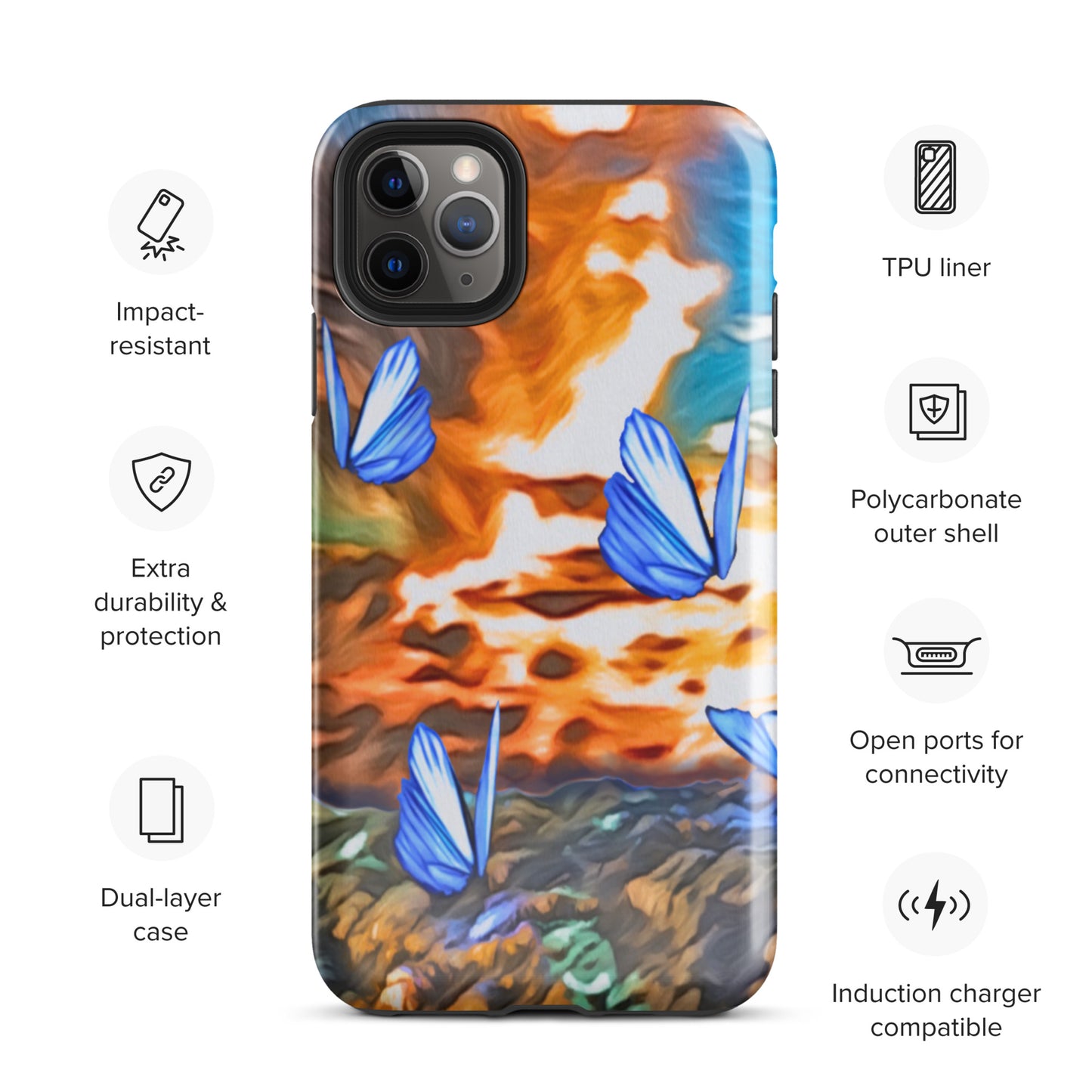 Tough Case for iPhone® - Butterflies (Orange)