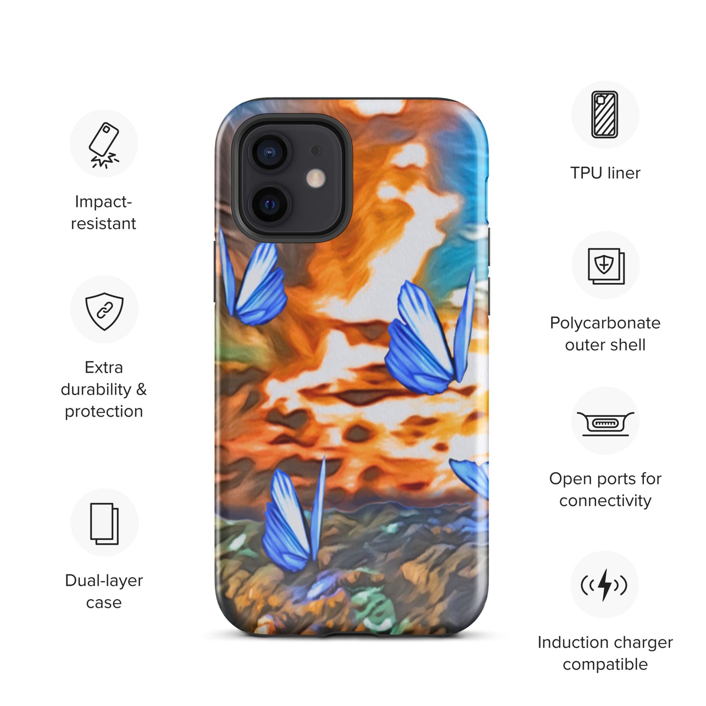 Tough Case for iPhone® - Butterflies (Orange)