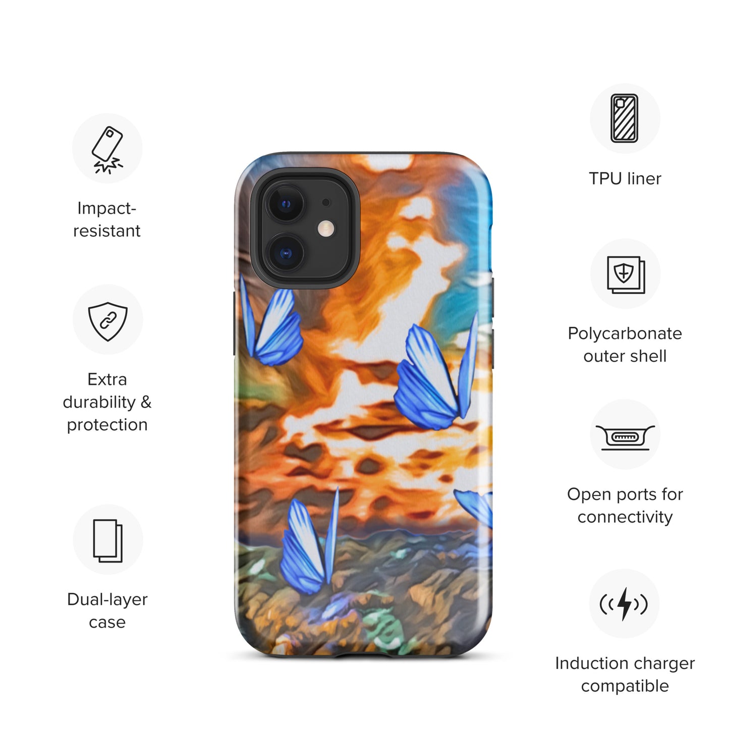 Tough Case for iPhone® - Butterflies (Orange)