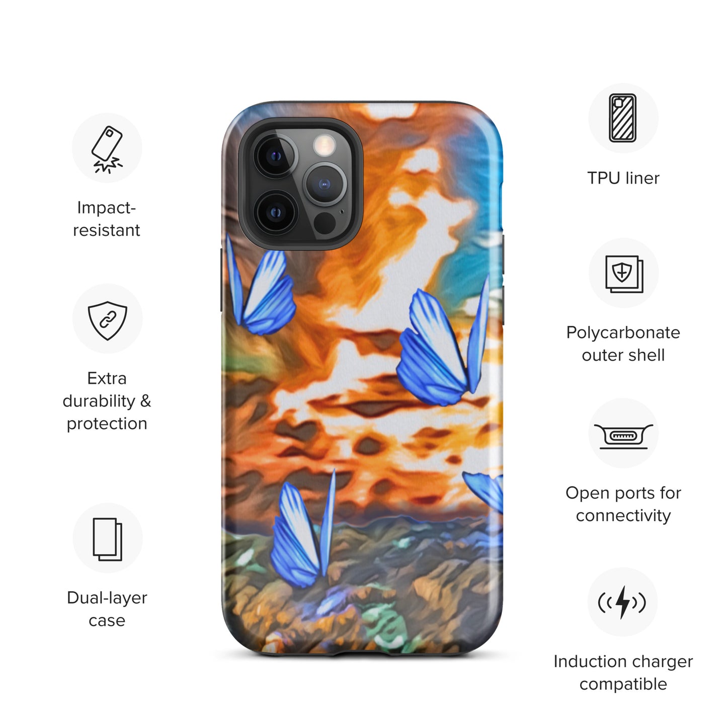 Tough Case for iPhone® - Butterflies (Orange)