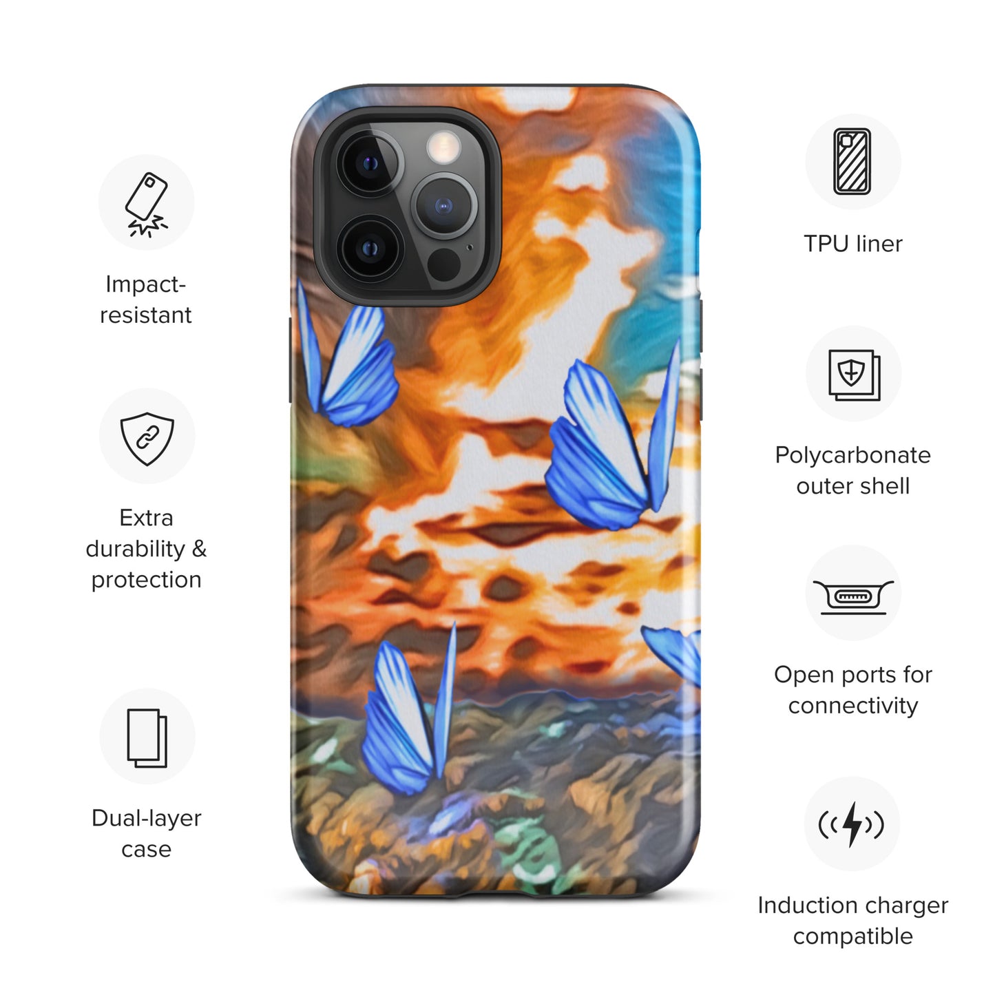 Tough Case for iPhone® - Butterflies (Orange)