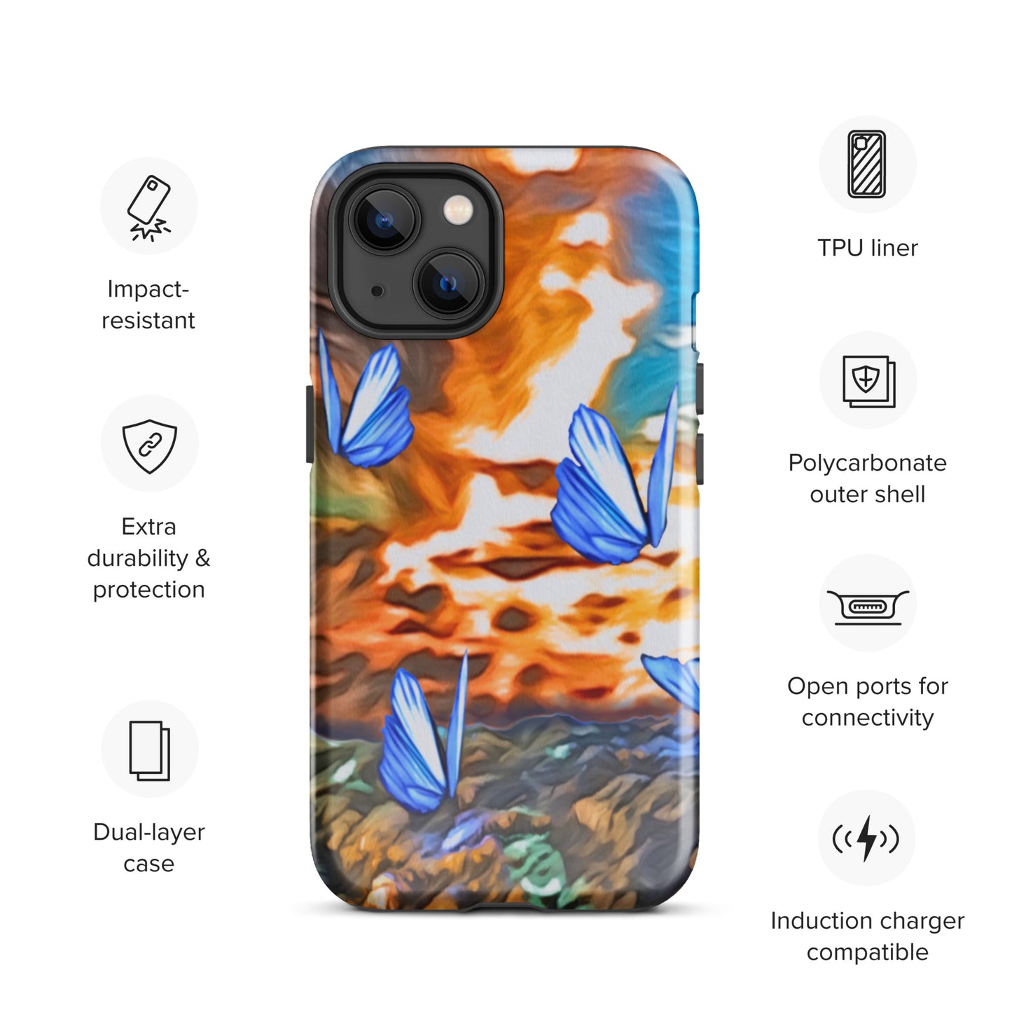 Tough Case for iPhone® - Butterflies (Orange)