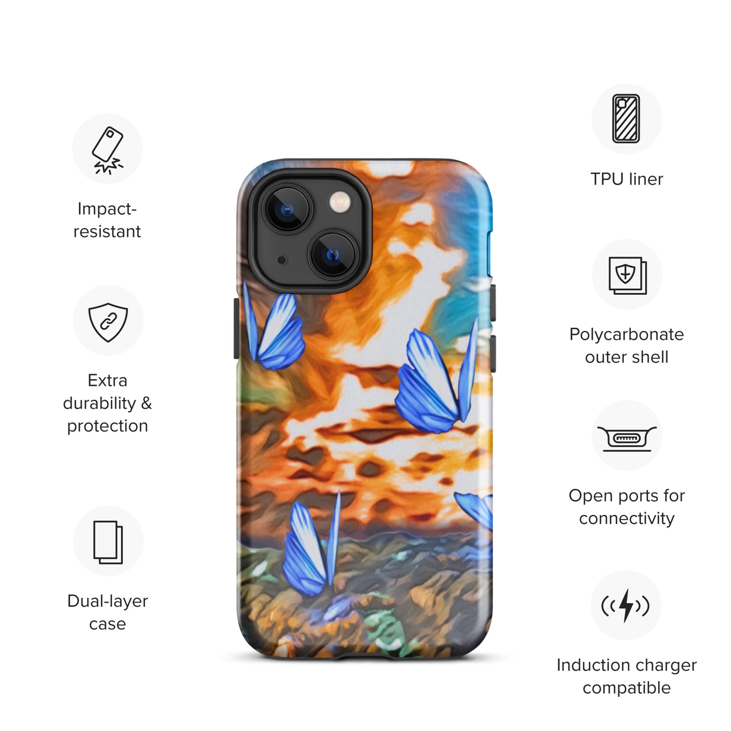 Tough Case for iPhone® - Butterflies (Orange)