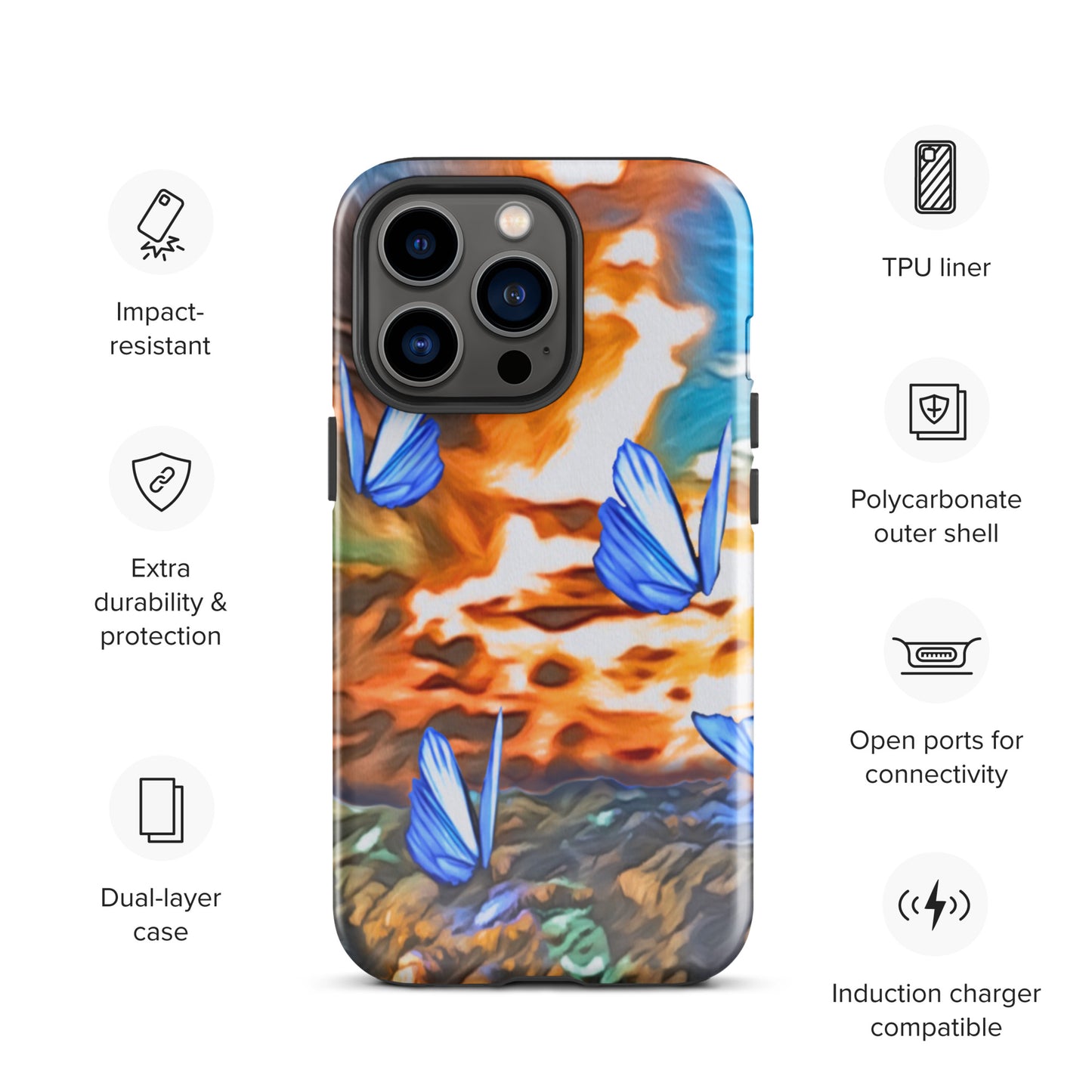 Tough Case for iPhone® - Butterflies (Orange)