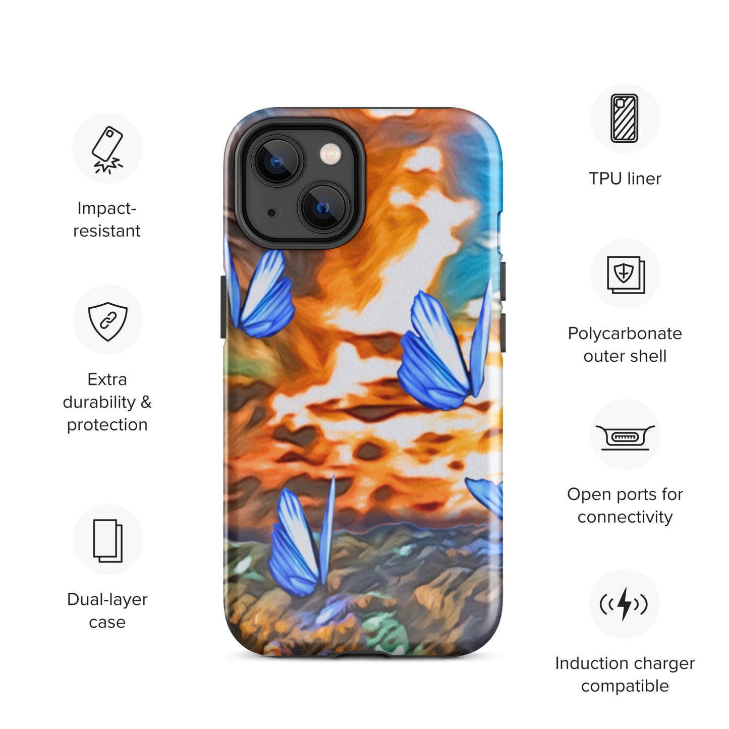 Tough Case for iPhone® - Butterflies (Orange)