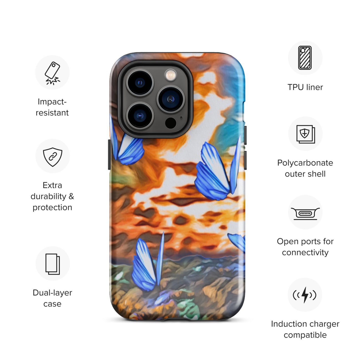 Tough Case for iPhone® - Butterflies (Orange)