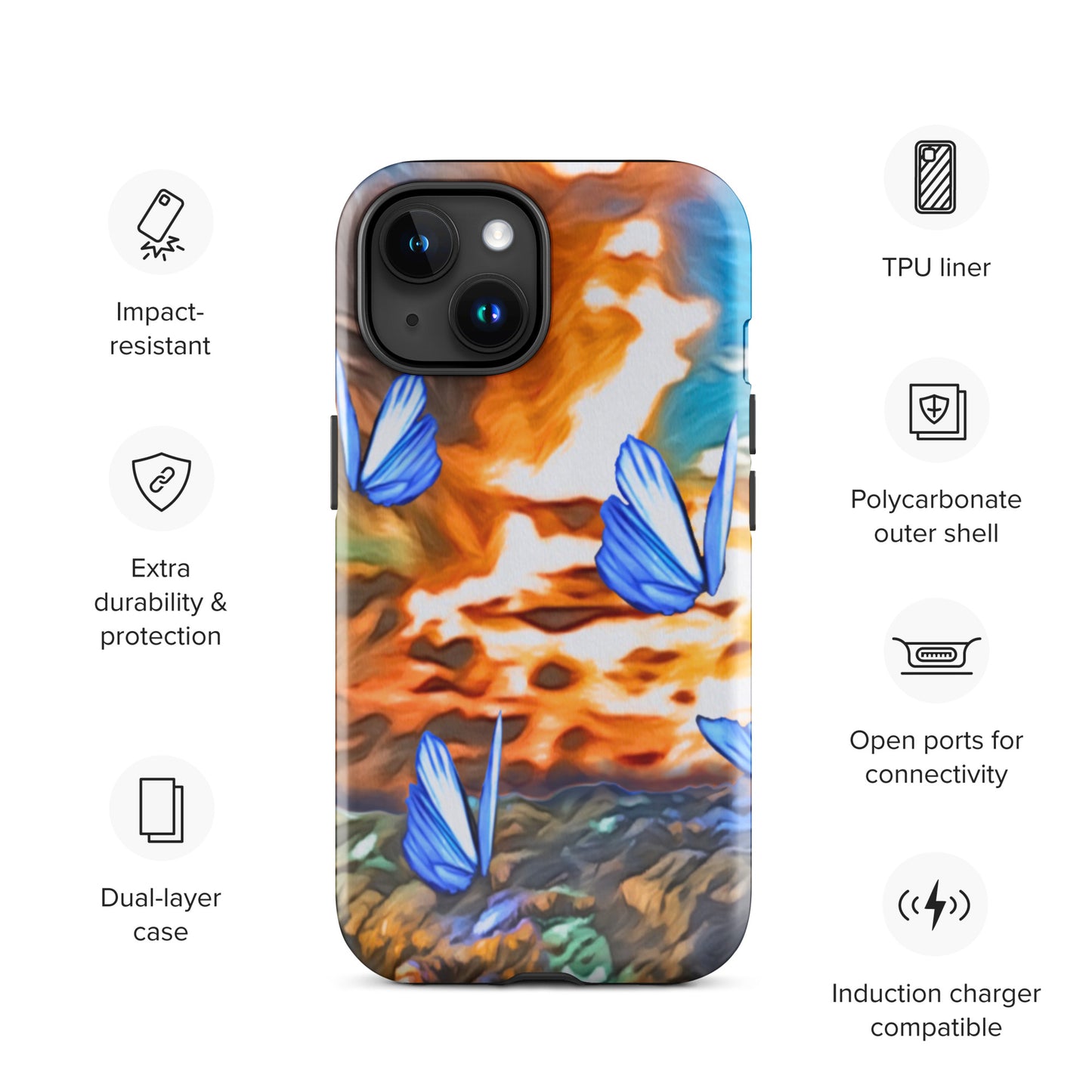 Tough Case for iPhone® - Butterflies (Orange)