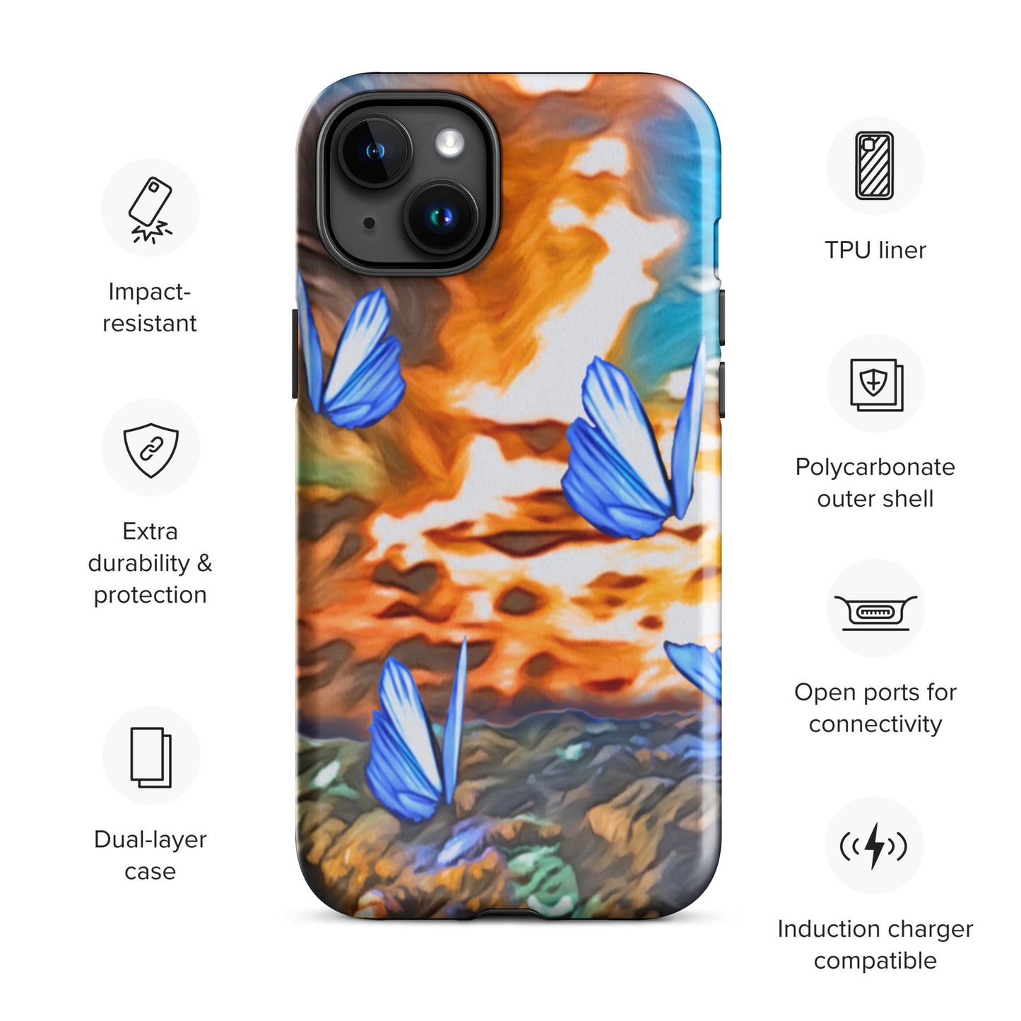 Tough Case for iPhone® - Butterflies (Orange)