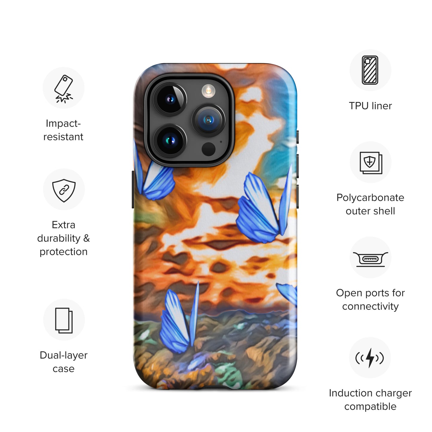 Tough Case for iPhone® - Butterflies (Orange)