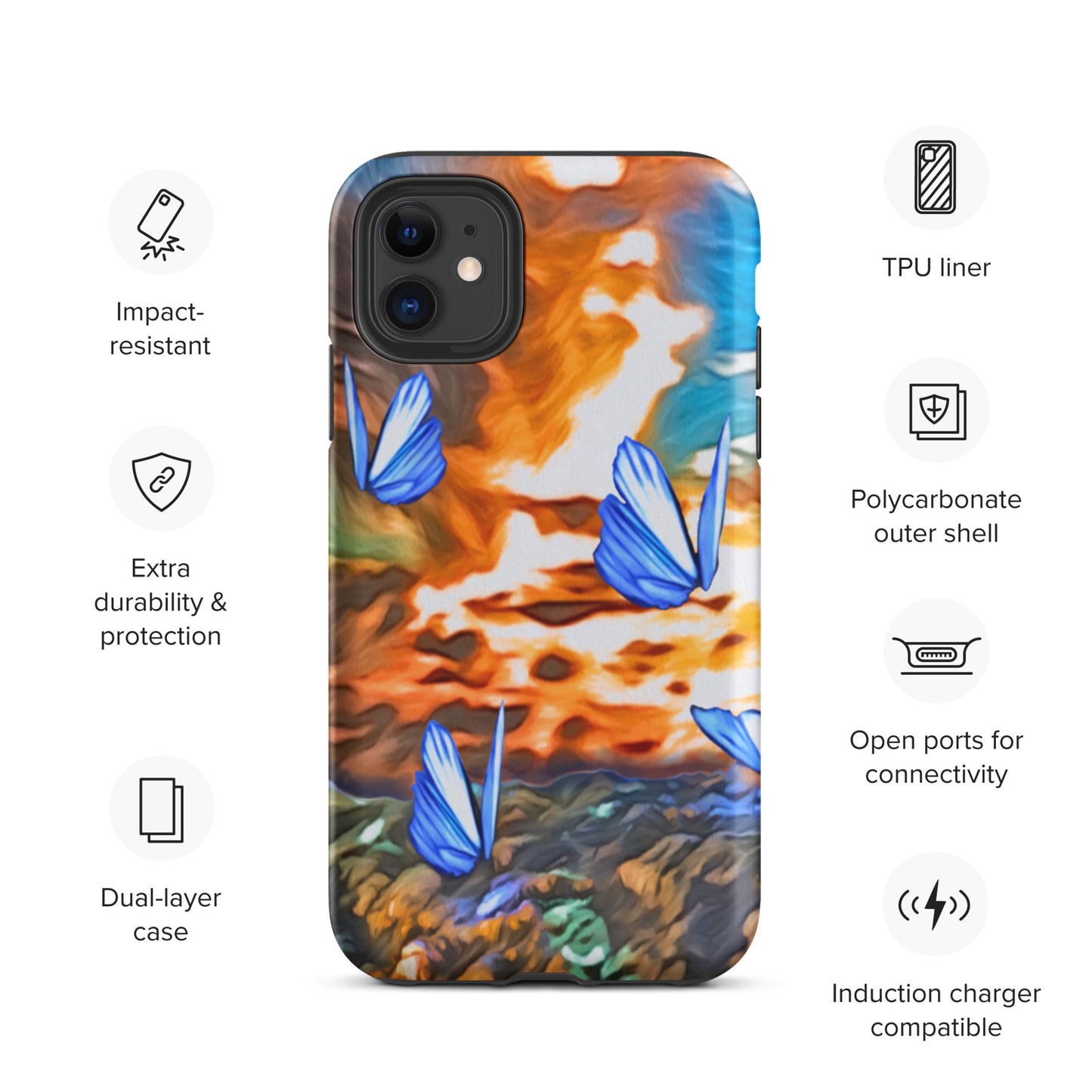 Tough Case for iPhone® - Butterflies (Orange)