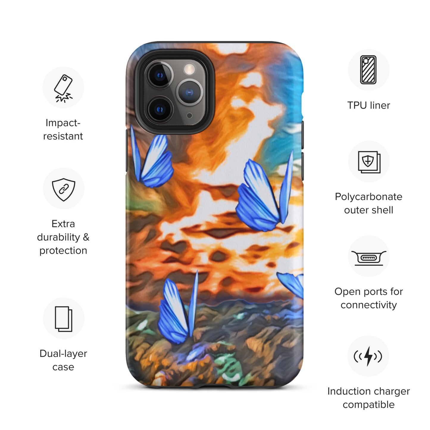 Tough Case for iPhone® - Butterflies (Orange)