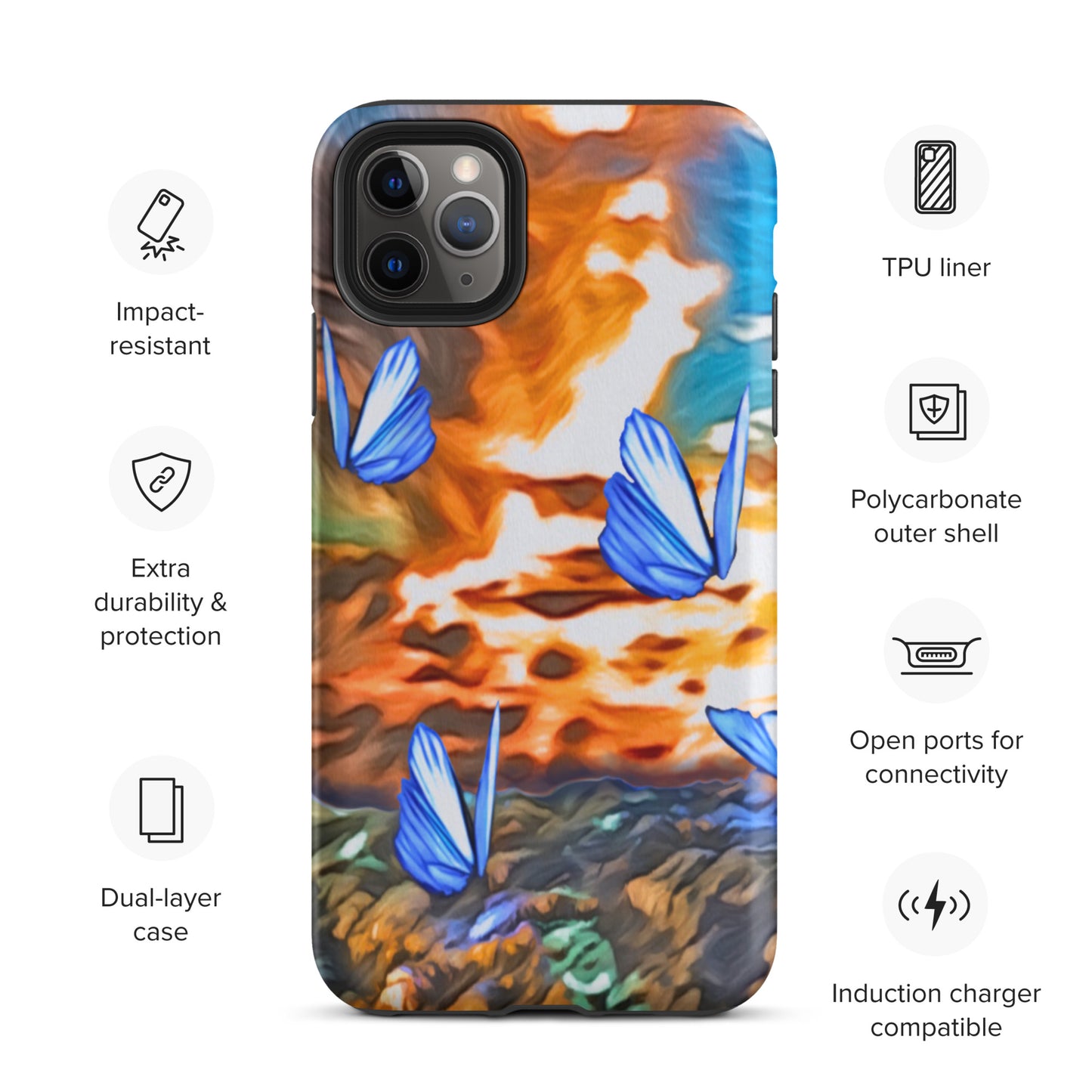 Tough Case for iPhone® - Butterflies (Orange)
