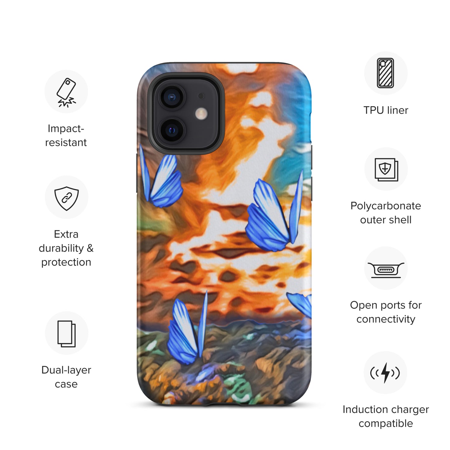 Tough Case for iPhone® - Butterflies (Orange)