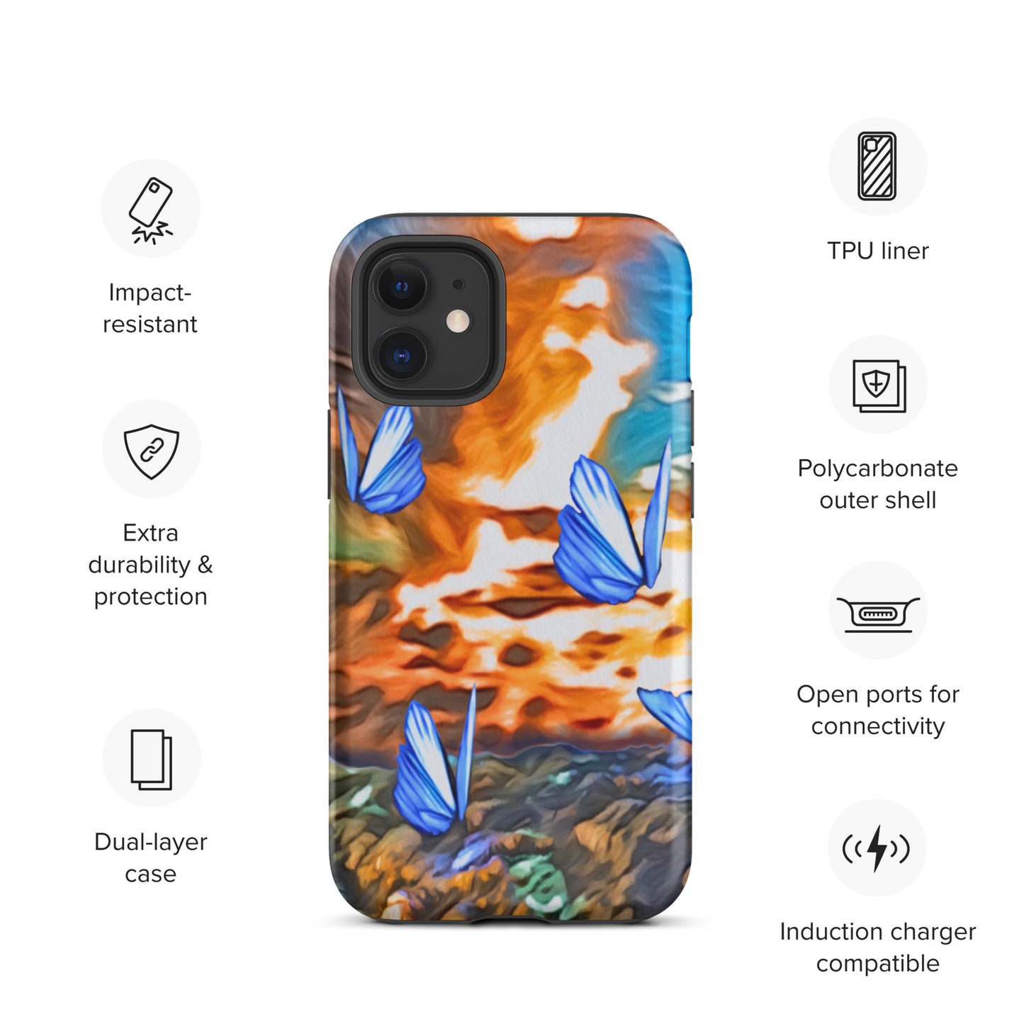 Tough Case for iPhone® - Butterflies (Orange)